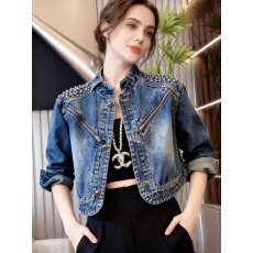 批发欧洲咱镶钻立领时尚优雅独特气质短款<b class='q'>牛仔</b>上衣外套