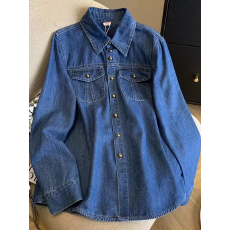 批发复古港风蓝色<b class='q'>牛仔</b><b class='q'>衬衫</b>女秋冬宽松休闲<b class='q'>衬衣</b>内搭叠穿加绒厚上衣外套