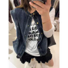 批发ELEVEN拾壹2025秋季新款韩版宽松百搭<b class='q'>牛仔</b>无袖马甲背心女上衣外套