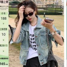 批发曾小咸蓝色<b class='q'>牛仔</b>外套女春秋港味chic复古休闲短款上衣夹克<b class='q'>牛仔</b>衣潮