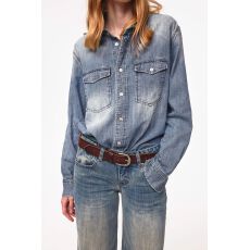 批发Northbutsouth 经典复古水洗蓝轻薄柔软<b class='q'>牛仔</b><b class='q'>衬衫</b>宽松薄外套