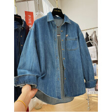 批发2025新款韩系穿搭卡通刺绣休闲<b class='q'>牛仔</b>长袖衬衫女秋冬叠穿内搭<b class='q'>上衣</b>