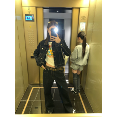 批发13C假日单宁 重工原色明线秋季牛仔夹克外套短款上衣新款套装