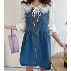 批发韩国 女装2026春夏季韩版新款纯棉无袖V领牛仔连衣裙 <b class='q'>背心裙</b>