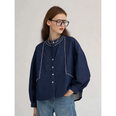 批发洋气欧货上衣原创设计<b class='q'>冬</b>季2026年新款时尚牛仔衬衫高端流行女装潮