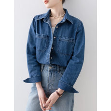 批发<b class='q'>衬衣</b>女款2026春季新款高级感轻奢减龄洋气上衣法式深蓝色牛仔<b class='q'>衬衫</b>