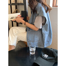 批发2025年<b class='q'>夏</b>季新款牛仔马甲女ins潮酷外搭宽松叠穿坎肩马夹背心外套