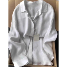 批发白色亚麻老钱风<b class='q'>衬衫</b>女夏法式休闲高级感<b class='q'>衬衣</b>薄款宽松<b class='q'>长袖</b>防晒上衣