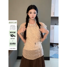 批发【橄榄熟时】韩系<b class='q'>波点</b><b class='q'>雪纺</b>衫女夏季显瘦气质小衫吊带上衣