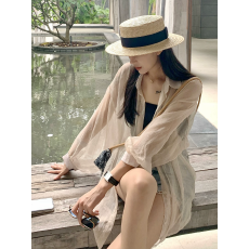 批发宽松衬衫女薄款显瘦<b class='q'>防晒</b>衬衣2026夏季新款中长遮跨外搭<b class='q'>防晒</b>衣开衫