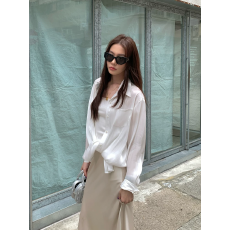 批发Halo Luu白色海岛丝防晒衬衫女夏季薄款宽松外套<b class='q'>开衫</b><b class='q'>外</b><b class='q'>搭</b>垂感衬衣