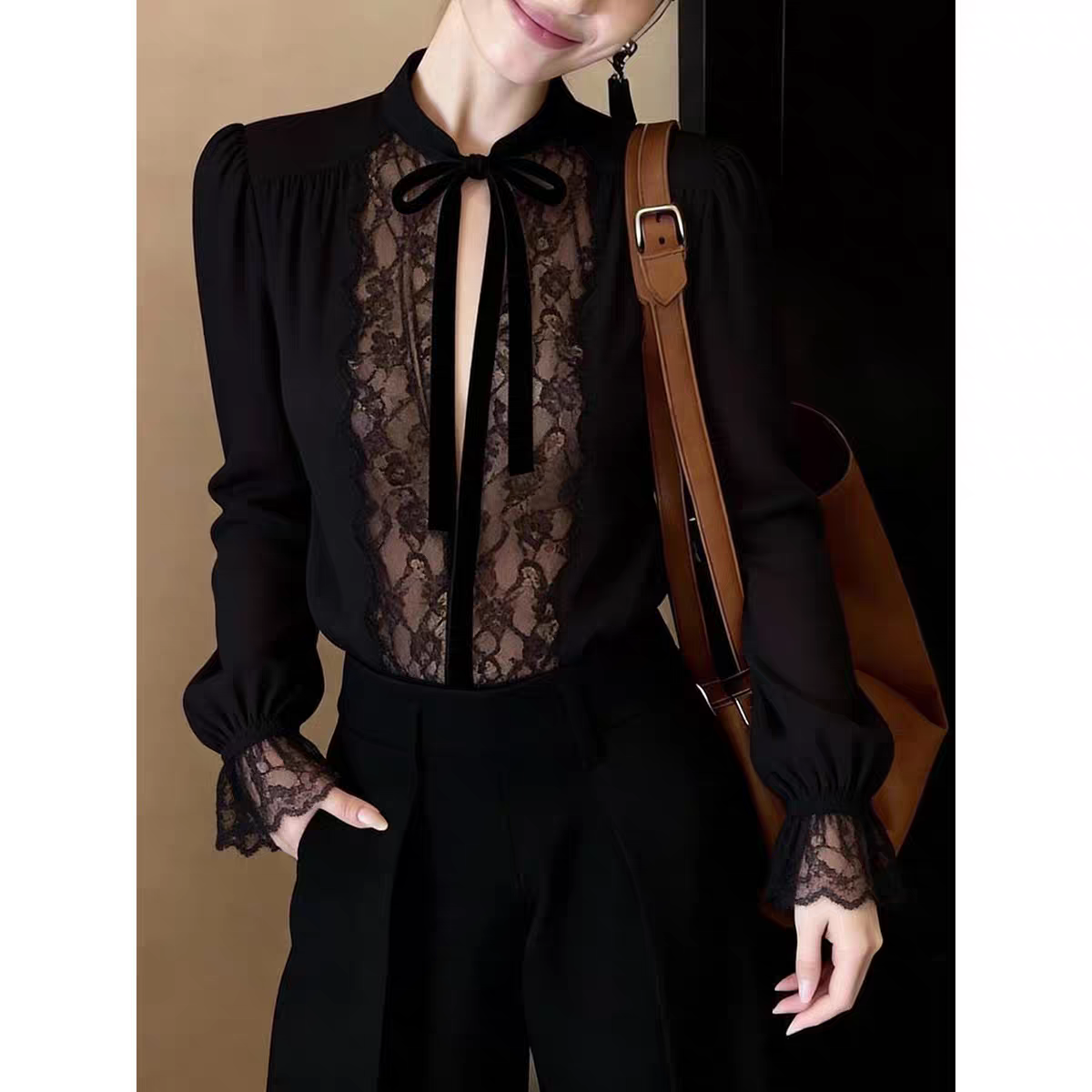 고유 한 아름다운 슈퍼 잘 생긴 맨위 여성 2026 년 봄 새로운 프랑스식 디자인 센스 작은 대중 패션 품격 긴팔