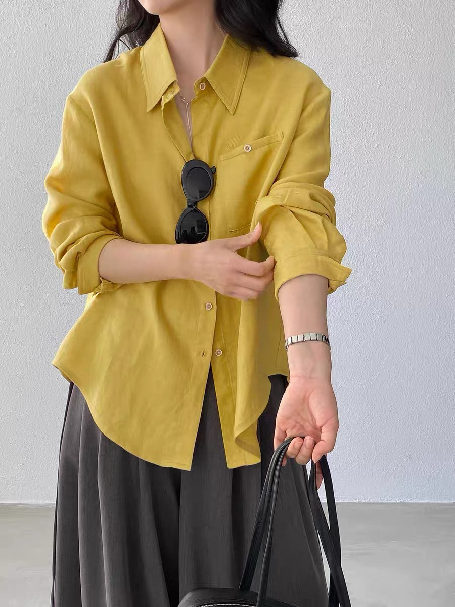 오래된 돈 바람 아마 주간 실크 여성 셔츠 2026 봄 루즈핏 캐주얼 오픈 가디건 품격 느슨함 센스 긴팔 셔츠