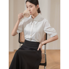 批发抗皱白色衬衫女短袖通勤穿搭夏季面试正装女套装职业半身裙衬衣