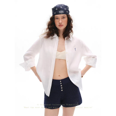 批发2026谁桃子亚麻<b class='q'>衬衫</b>女<b class='q'>长袖</b>宽松翻领通勤开衫上衣