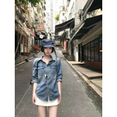 批发正确版】2026早秋天丝复古<b class='q'>牛仔</b>上衣女夏季丹宁廓形随性<b class='q'>牛仔</b>衬衫