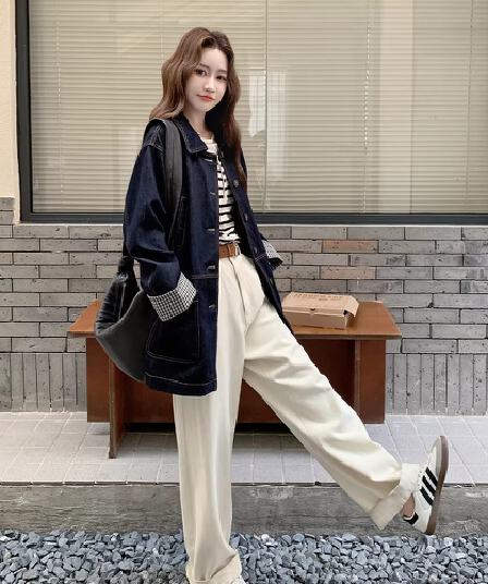 고급 작은 대중 아메리칸 느긋한 chic 데님 여성 코트 봄 가을 2026 년 슈퍼 화재 잘 생긴 워크웨어 재킷 맨위