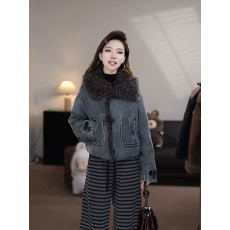 批发爆款设计感加棉牛仔短外套女装2026<b class='q'>冬</b>季时尚高级感保暖棉服上衣