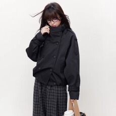 批发Cream Kitten 鎏金诗章 复古立领双排扣短款风衣女秋<b class='q'>冬</b>外套上衣