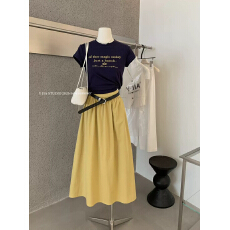 批发2026年夏季新款韩系圆领字母印花短袖T恤+半身裙子套<b class='q'>装</b>女两件套