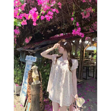 批发PtonUmi春樱漫语  碎花衬衫裙女早春漂亮娃娃领<b class='q'>连衣裙</b>子