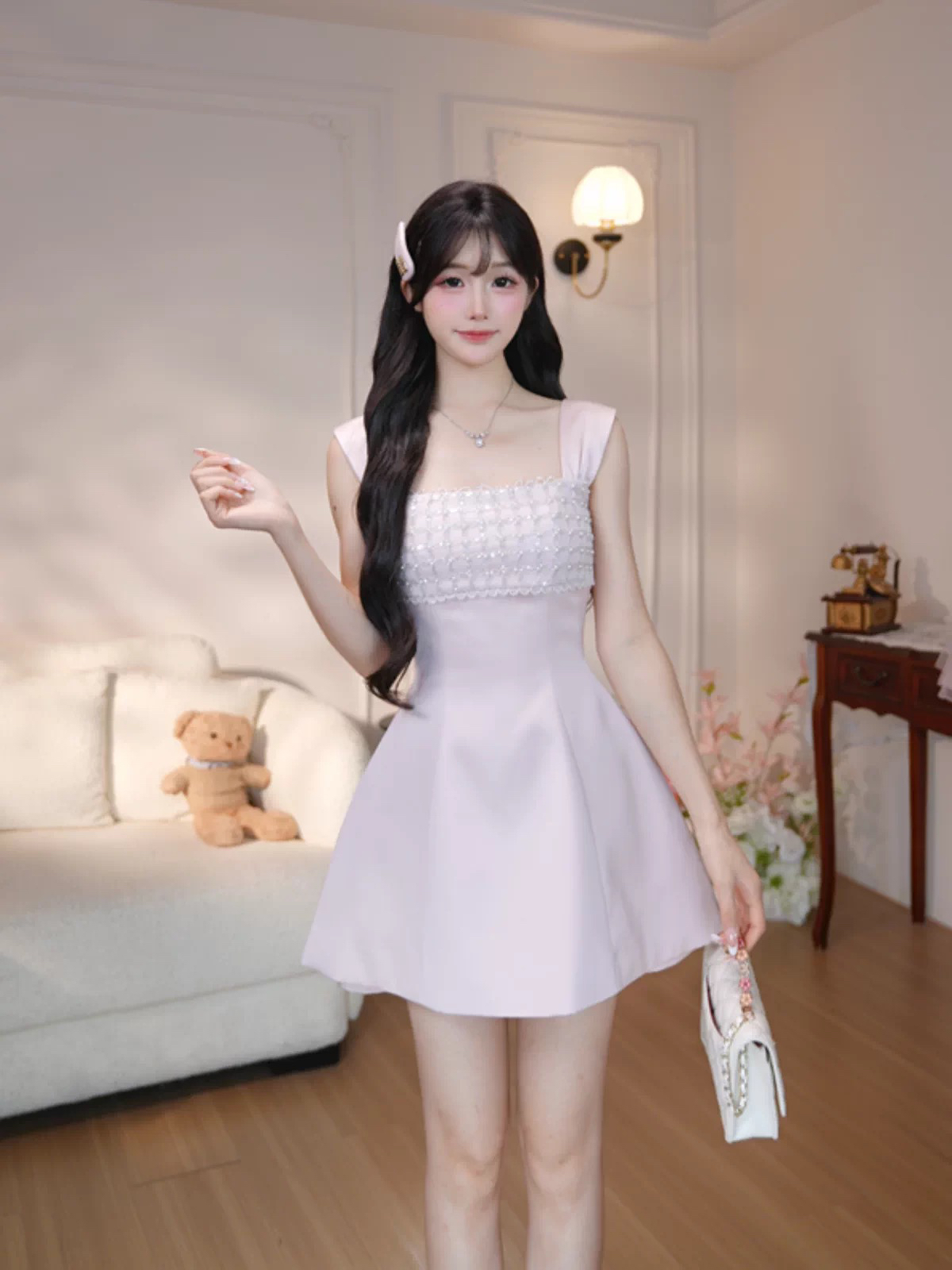 기타 한 작은 물고기 musefish 향기로운 티 비싼 여성 우산 진자 에디션 천 금빛 바람 공주 슬립 드레스 새로운 점프 슈트 치마
