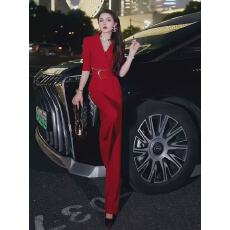 批发【YING FASHION】莹老板时尚气质新款百搭腰带拉链<b class='q'>连体裤</b>两件套装