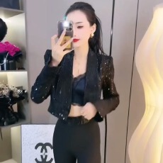 批发重工高级感短款西装小个子外套女2025新款秋季小香风外搭西服上衣