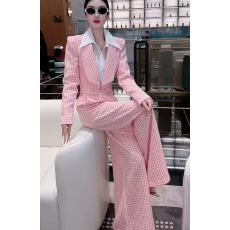 批发2025秋季新款时尚套装女高级感气质名媛小香风短外套阔腿裤三件套