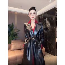 批发欧货长款<b class='q'>风衣</b>气质宽松PU皮衣大衣外套女装秋款 过膝大衣