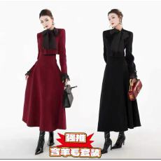 批发MD依诺奢香贵气2025冬年会聚会订婚时尚毛呢洋气外套半裙套装