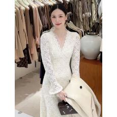 批发GENTLE SUN秀熙熙2025秋<b class='q'>气质</b>蕾丝针织<b class='q'>连衣裙</b>显瘦高腰长裙子