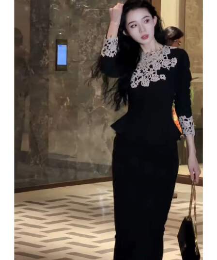 이른 봄 참석 중요 경우 ~ 중 치마 고급 절묘한 고급 센스 부유 한 가족 천 골드 작은 샤넬 스타일 검정색 세트 여성