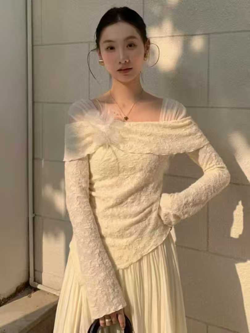 2026 봄 드레스 새로운 프랑스식 부드러운 작은 대중 불규칙 작은 셔츠 슬림해 보이는 플리츠 품격 반신 치마 세트 여성