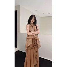 批发法式大码休闲<b class='q'>雪纺</b>套装裙女2026新款流苏飘带短款衬衫半身裙<b class='q'>两件套</b>