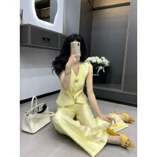 批发欧洲站2026修身显瘦马甲<b class='q'>套装</b>夏季新款高级感收腰马甲阔腿裤<b class='q'>套装</b>