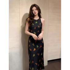 批发香云纱印花无袖吊带连衣裙女夏季法式高级感气质显瘦垂感长款<b class='q'>礼服</b>