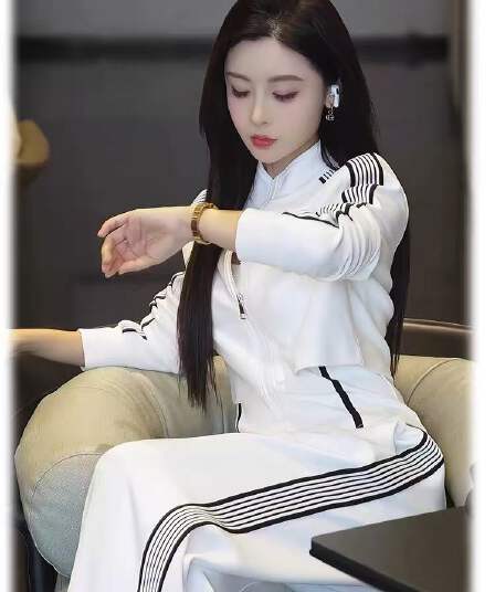 패션 세트 여성 2026 이른 가을 새로운 리본 페이크 레이어드 더블 지퍼 긴팔 슬림해 보이는 긴 바지 투피스 세트