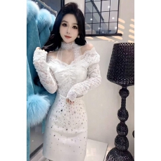 批发纯欲风辣妹性感V领蕾丝衫女秋冬季洋气钉珠飘带长袖打底t恤上衣