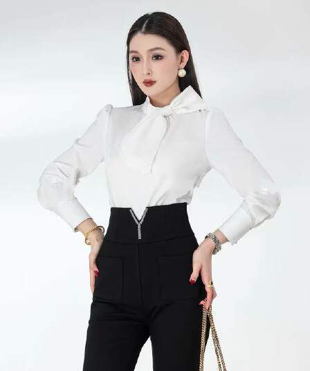 md 에 따르면 Connaught 바다 측면 심장 언어 2026 새로운 패션 캐주얼 다용도 품격 나비 매듭 긴팔 여성 맨위