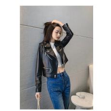 批发皮衣女短款2026春<b class='q'>秋</b>新款进口绵羊皮机车服显瘦西装领修身黑色外套