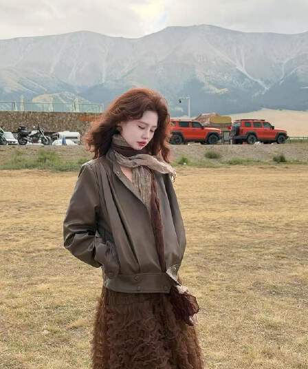 평생 로마의 지구 프랑스식 레트로 브라운 스탠드 칼라 pu 가죽 재킷 여성 코트 가을 루즈핏 다용도 재킷
