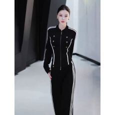 批发高级感运动套装女2026新款春秋韩版宽松<b class='q'>高腰</b>撞色阔腿裤两件套显瘦