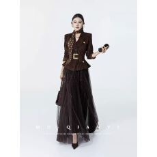 批发网红爆款V领修身<b class='q'>外套</b>女老钱风长袖小众设计显复古高级感显瘦上衣