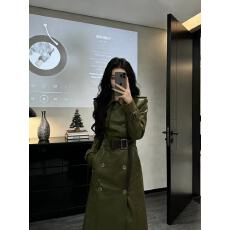 批发法式复古轻熟御姐军阀贵女橄榄拼接长款金扣<b class='q'>外套</b>包臀皮风衣