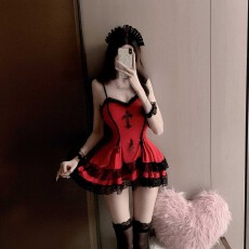 批发情趣内衣圣诞纯欲露背公主连衣裙火辣吊带小女佣角色扮演