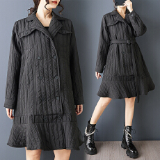 批发实拍宽松新款暗黑小众气质设计感西装领双线夹棉个性连衣裙外套