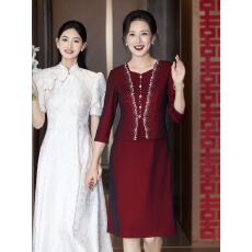批发高端喜婆婆婚宴装旗袍年轻结婚妈妈婚礼礼服高贵小个子订婚宴高档