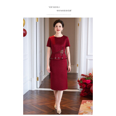 批发喜婆婆婚宴装2026新款醋酸高端轻奢高级感洋气小个子妈妈结婚礼服