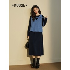 批发<b class='q'>孕妇</b><b class='q'>哺乳</b><b class='q'>连衣裙</b>2025秋冬季新款立体花针织马甲毛衣<b class='q'>连衣裙</b>两件套装